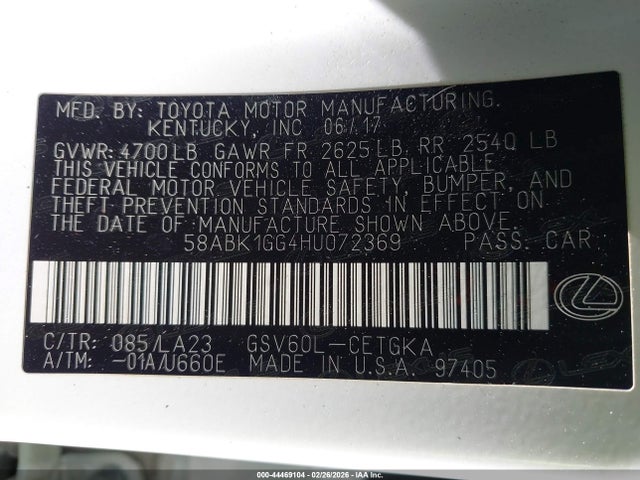 58ABK1GG4HU072369 Lexus ES 350