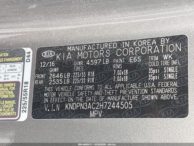 Aukcja sprzedaży 2017 Kia Sportage Ex, vin: KNDPN3AC2H7244505, numer aukcji: 44469111