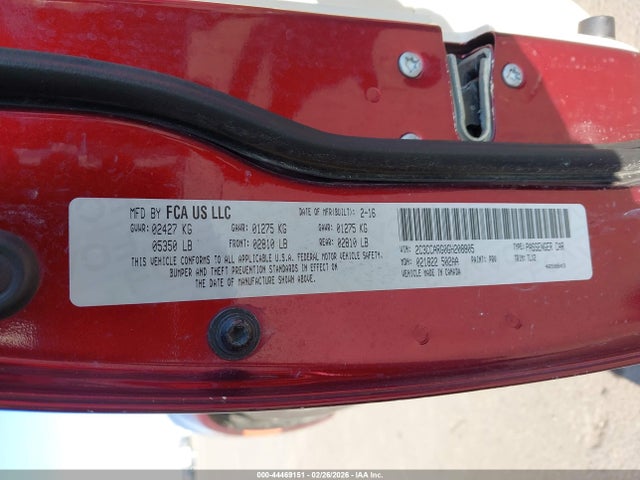 Продажа на аукционе авто 2016 Chrysler 300 Limited, vin: 2C3CCARG0GH208805, номер лота: 44469151