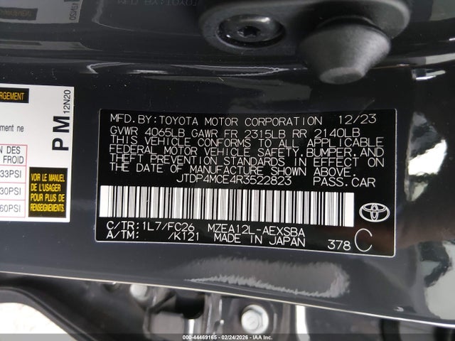 JTDP4MCE4R3522823 Toyota COROLLA SE