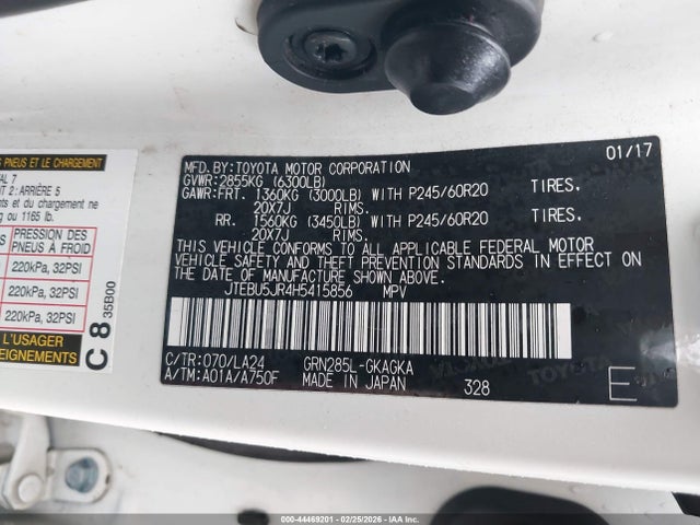 JTEBU5JR4H5415856 Toyota 4runner Limited