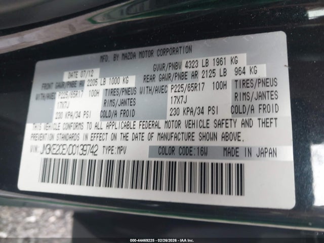 Продаж на аукціоні авто 2013 Mazda Cx-5 Touring, vin: JM3KE2CEXD0139742, номер лоту: 44469225