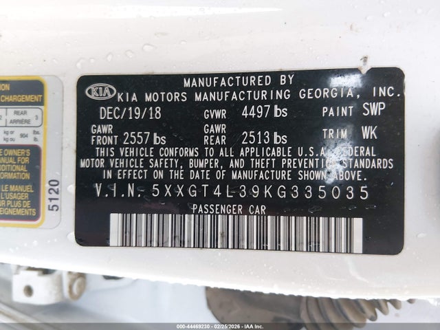5XXGT4L39KG335035 KIA Optima Lx