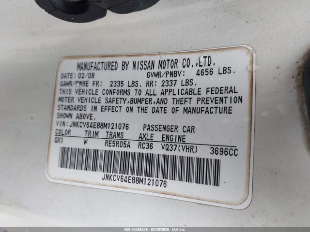 2008 INFINITI G37 JNKCV64E88M121076 Photo 8