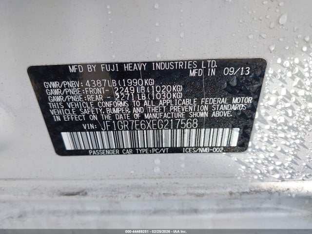 2014 SUBARU IMPREZA WRX JF1GR7E6XEG217568 Photo 8