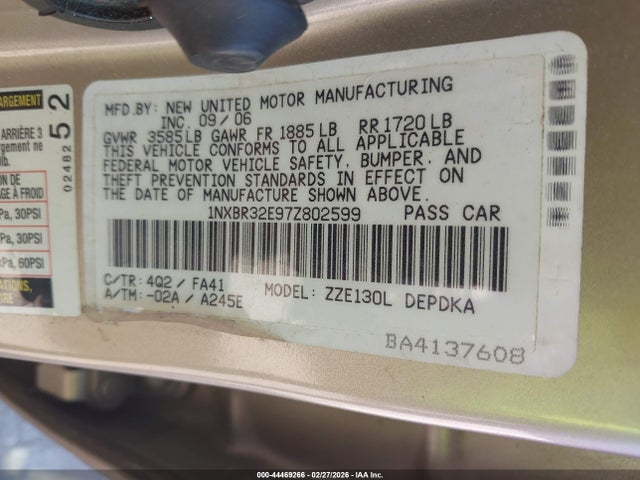 2007 TOYOTA COROLLA 1NXBR32E97Z802599 Photo 8