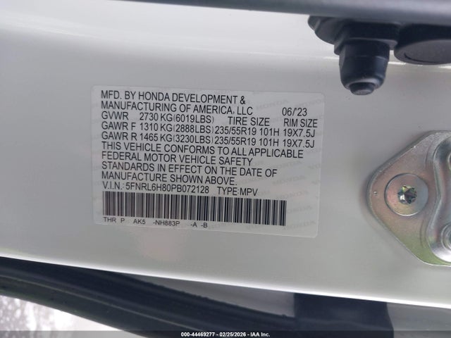 Honda Odyssey Touring 2023 5FNRL6H80PB072128 Image 9