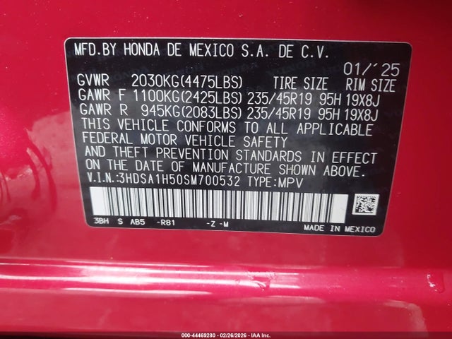Продажа на аукционе авто 2025 Acura Adx A-spec, vin: 3HDSA1H50SM700532, номер лота: 44469280
