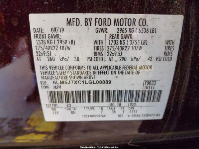 2020 LINCOLN AVIATOR 5LM5J7XC1LGL08889 Photo 8