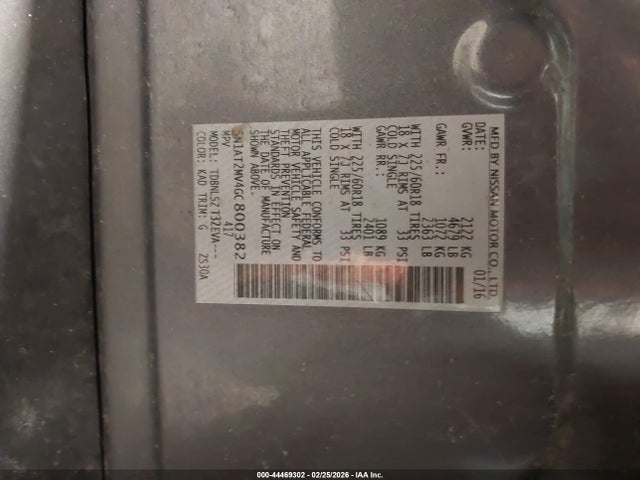 5N1AT2MV4GC800382 Nissan Rogue Sl