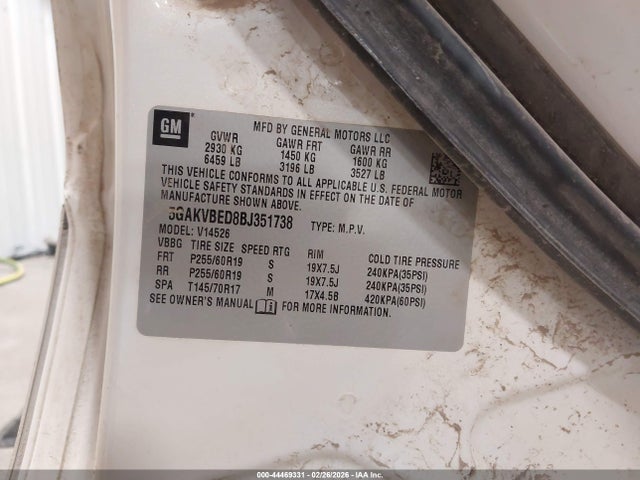 2011 BUICK ENCLAVE 5GAKVBED8BJ351738 Photo 8