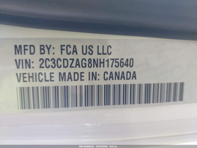 2C3CDZAG8NH175640 Dodge Challenger Sxt