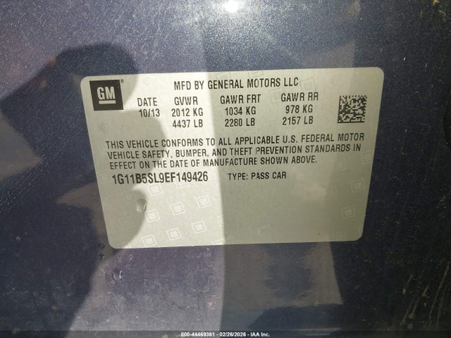 Продаж на аукціоні авто 2014 Chevrolet Malibu 1ls, vin: 1G11B5SL9EF149426, номер лоту: 44469361