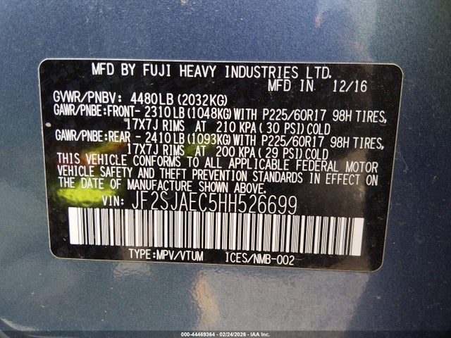 Subaru Forester 2.5i Premium 2017 JF2SJAEC5HH526699 Image 9