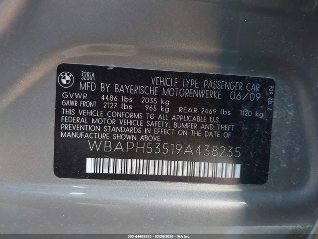 2009 BMW 328I WBAPH53519A438235 Photo 8