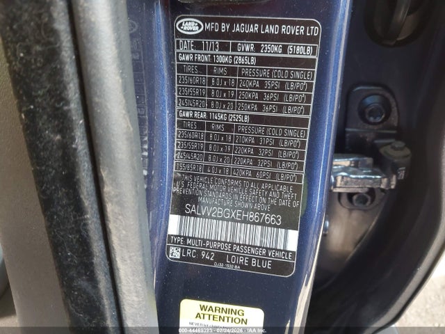 SALVV2BGXEH867663 Land Rover Range Rover Evoque Prestige