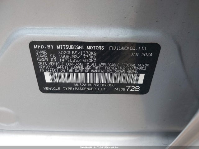 2024 MITSUBISHI MIRAGE ML32AUHJ8RH008066 Photo 8