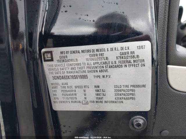 Продаж на аукціоні авто 2008 Chevrolet Hhr Ss, vin: 3GNDA63X78S619085, номер лоту: 44469445