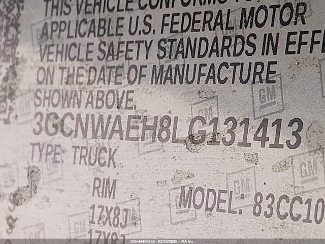 3GCNWAEH8LG131413 Chevrolet Silverado 1500 2wd Long Bed Wt