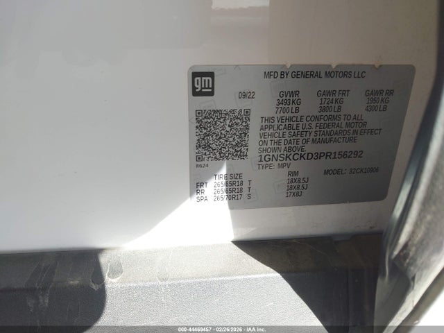 1GNSKCKD3PR156292 Chevrolet Suburban 4wd Lt
