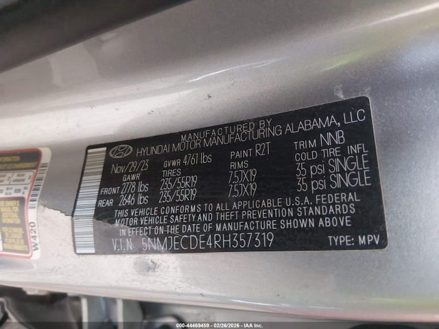 5NMJECDE4RH357319 Hyundai Tucson Limited