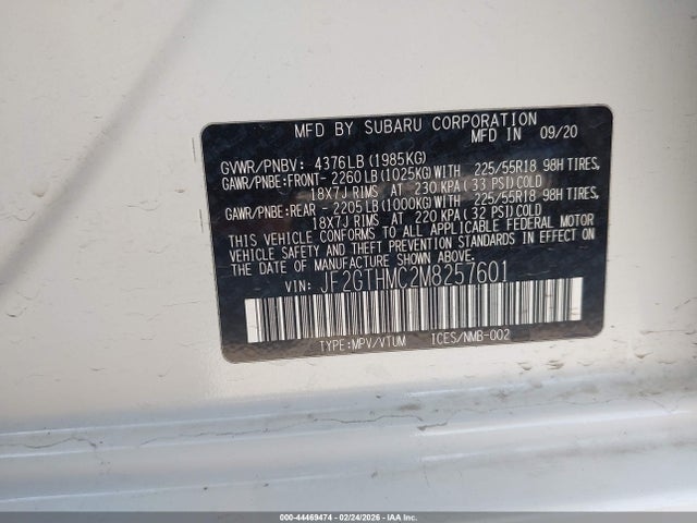 Aukcja sprzedaży 2021 Subaru Crosstrek Limited, vin: JF2GTHMC2M8257601, numer aukcji: 44469474