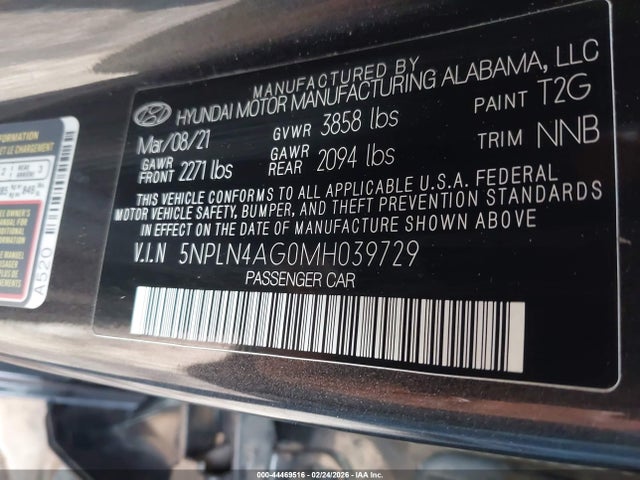 2021 HYUNDAI ELANTRA 5NPLN4AG0MH039729 Photo 8