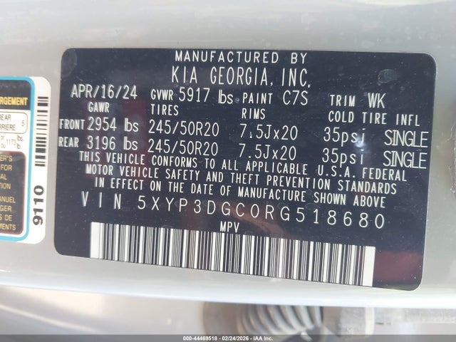 5XYP3DGC0RG518680 KIA Telluride Ex X-line