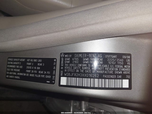 1999 MERCEDES-BENZ E 320 WDBJF82H3XX016262 Photo 8