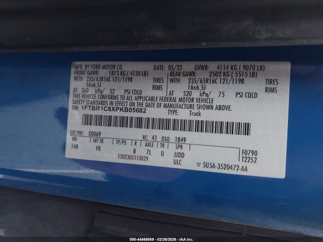 Aukcja sprzedaży 2023 Ford Transit-250, vin: 1FTBR1C8XPKB05682, numer aukcji: 44469569