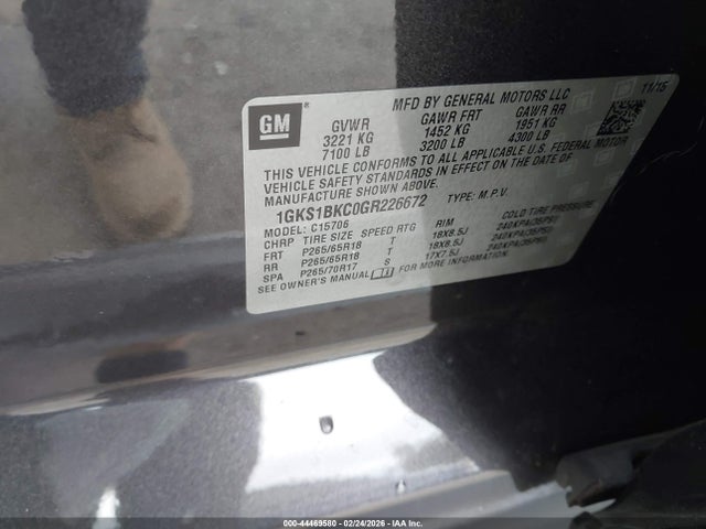 1GKS1BKC0GR226672 GMC YUKON SLT
