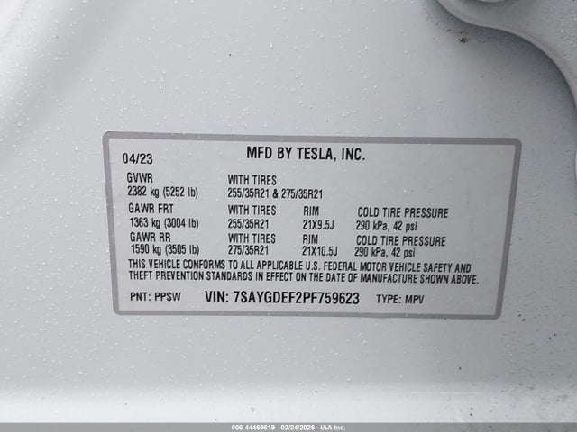 2023 TESLA MODEL Y 7SAYGDEF2PF759623 Photo 8