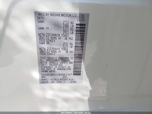 Nissan Pathfinder Sv 4wd 2020 5N1DR2BM5LC646247 Image 9