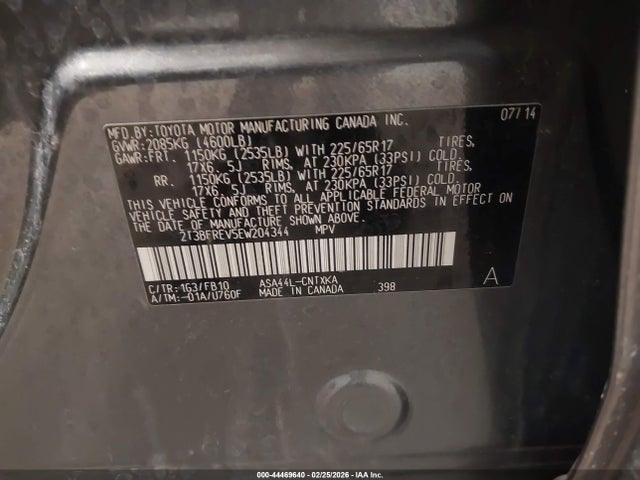 Toyota RAV4 LE 2014 2T3BFREV5EW204344 Image 9