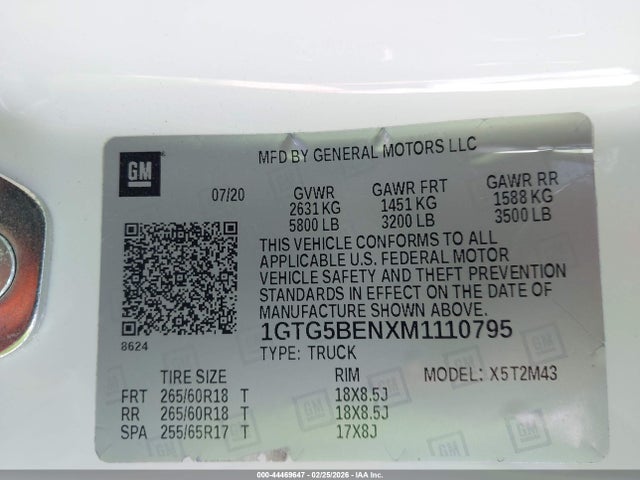 1GTG5BENXM1110795 GMC Canyon 2wd Short Box Elevation Standard