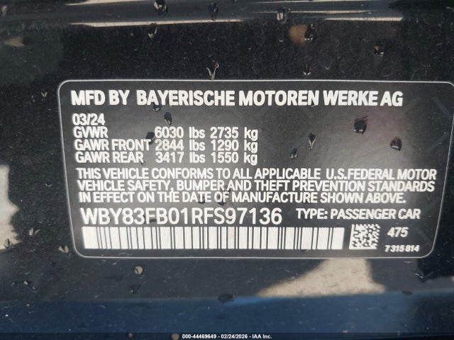 BMW I4 Gran Coupe Xdrive40 2024 WBY83FB01RFS97136 Image 9