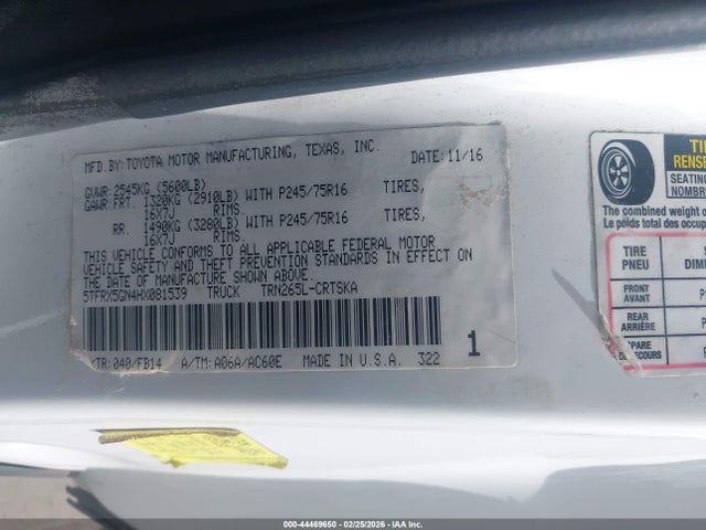 5TFRX5GN4HX081539 Toyota Tacoma Sr
