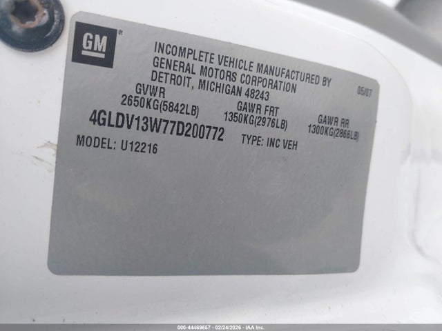 44469657 :رقم المزاد ، 4GLDV13W77D200772 vin ، 2007 Buick Terraza Cxl مزاد بيع