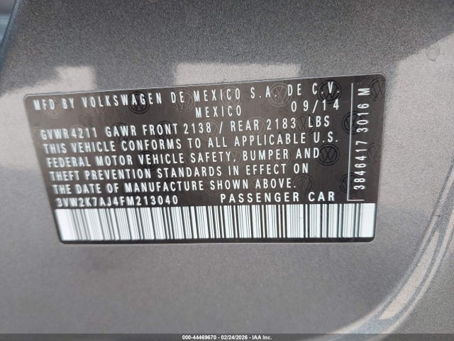 3VW2K7AJ4FM213040 Volkswagen Jetta 2.0l S