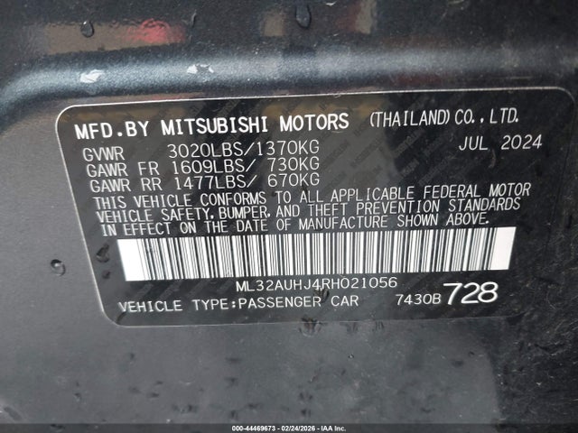 ML32AUHJ4RH021056 Mitsubishi Mirage Es/le