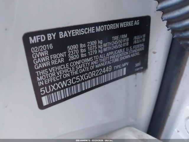 2016 Bmw X4 Xdrive28i მანქანა იყიდება აუქციონზე, vin: 5UXXW3C5XG0R22449, აუქციონის ნომერი: 44469675
