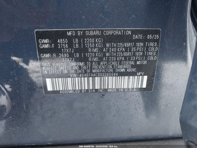 2025 SUBARU OUTBACK 4S4BTAAC0S3265044 Photo 8