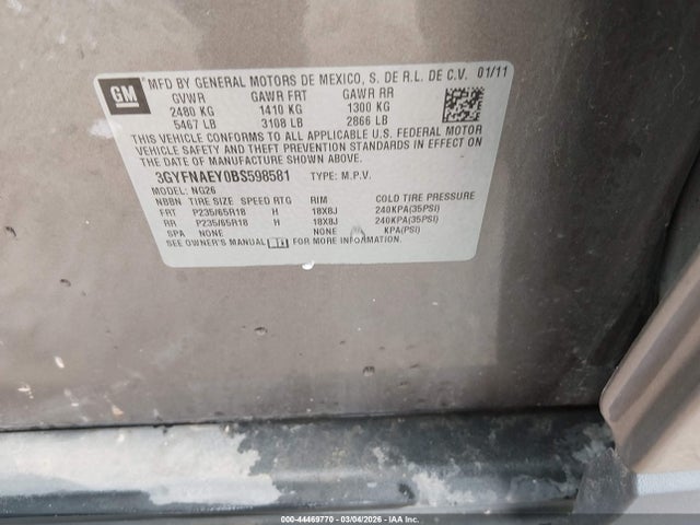 2011 CADILLAC SRX 3GYFNAEY0BS598581 Photo 8