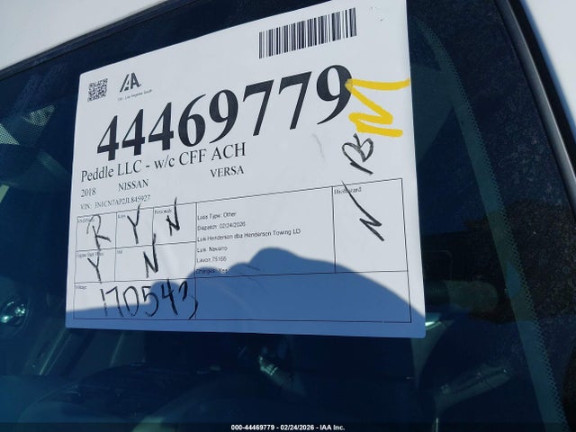 3N1CN7AP2JL845927 Nissan Versa 1.6 Sv