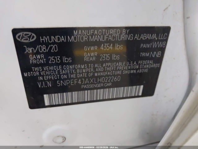 2020 HYUNDAI SONATA 5NPEF4JAXLH022260 Photo 8