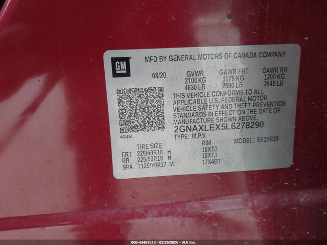 2020 CHEVROLET EQUINOX 2GNAXLEX5L6278290 Photo 8