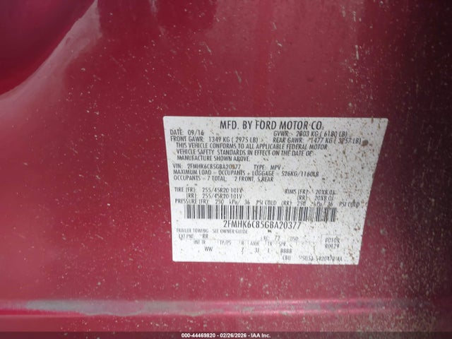 2FMHK6C85GBA20377 Ford FLEX SEL