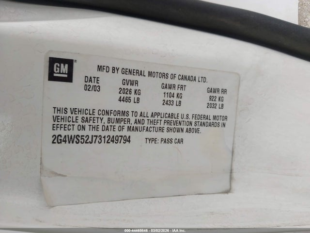 Продажа на аукционе авто 2003 Buick Century Custom, vin: 2G4WS52J731249794, номер лота: 44469846