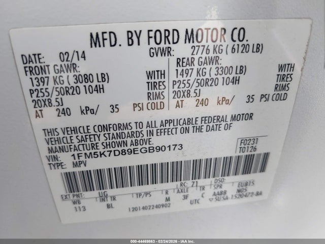 Ford EXPLORER XLT 2014 1FM5K7D89EGB90173 Image 9