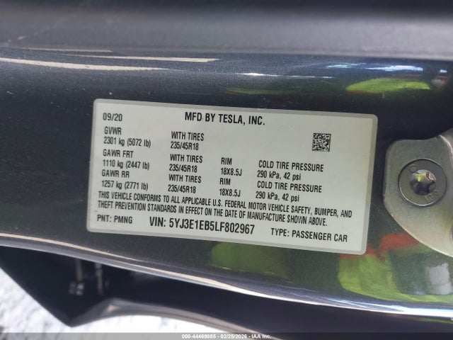2020 TESLA MODEL 3 5YJ3E1EB5LF802967 Photo 8